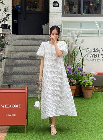 Poish Bubble Jacquard Flare Long One Piece